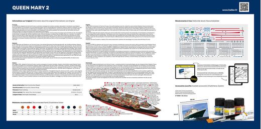 Maquette bateau : Starter Kit Queen Mary 2 - 1:600 - Heller 56626