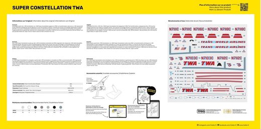 Coffret cadeau maquette avion civil : Starter kit Super Constellation TWA 1/72 - Heller 58391