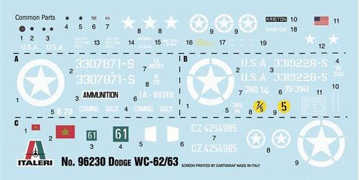 Maquette véhicule militaire : Dodge WC62/63 1 1⁄2 t 6x6 Truck 1/35 - Italeri 96230