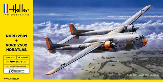 Maquettes avions : Nord2501 + Nord 2502 "Noratlas" Twinset - 1/72 - Heller 85374