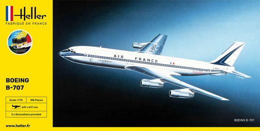 Maquette avion civil : Starter Set Boeing B-707 - 1/72 - Heller 56452