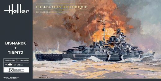Maquettes bateaux : Bismarck + Tirpitz Twinset 1/400 - Heller 85078