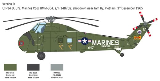 Maquette hélicoptère : H-34A Pirate /UH-34D U.S. Marines - 1/48 - Italeri 2776 02776 - france-maquette.fr