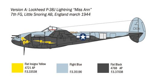 Maquette avion militaire : P-38J lightning - 1:72 - Italeri 01446 1446