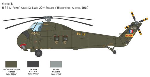 Maquette hélicoptère : H-34A Pirate /UH-34D U.S. Marines - 1/48 - Italeri 2776 02776 - france-maquette.fr