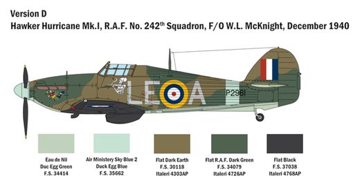 Maquette avion militaire : Hurricane Mk.I - 1/48 - Italeri 02802 2802 - france-maquette.fr