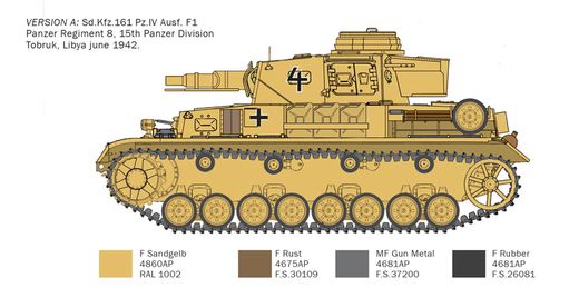 Maquette char d'assaut : Panzer IV F1/F2/G Afrika Korps 1/35 - Italeri 6593