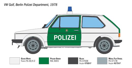 Maquette voiture de police : VW Golf Polizei 1/24 - Italeri 3666