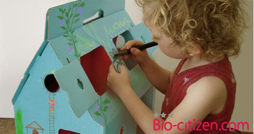 'MobileHome' en carton bleue