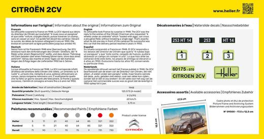 Maquette voiture de collection : Citroën 2cv - Heller 80175