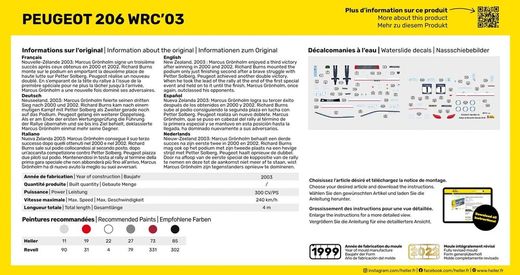 Maquette voiture : Starter Kit Peugeot 206 WRC'03 1/43 - Heller 56113