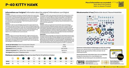 Maquette avion britannique : Starter Kit P-40 Kitty Hawk 1/72 - Heller 56266