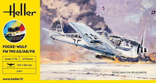 Maquette chasseur allemand : Starter kit FW 190 - 1/72 - Heller 56235