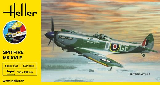 Maquette avion militaire : Starter Kit Spitfire 1/72 - Heller 56282