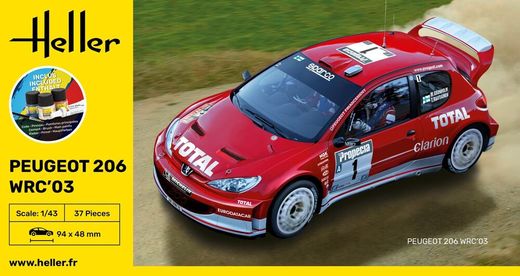 Maquette voiture : Starter Kit Peugeot 206 WRC'03 1/43 - Heller 56113