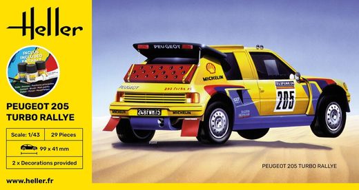 Maquette voiture : Starter Kit Peugeot 205 Turbo Rally 1/43 - Heller 56189
