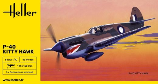 Maquette avion britannique : P-40 Kitty Hawk 1/72 - Heller 80266