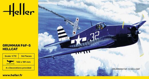 Maquette avion militaire : grummann f6f-5 hellcat - 1/72 - Heller 80272