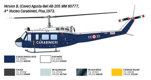 Maquette d'hélicoptère : AB-205 / UH-1D au 1/48 - Italeri 02845 - 2845