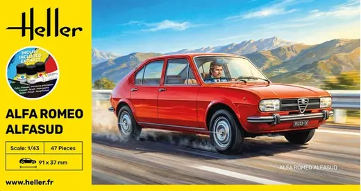 Maquette de voiture : Starter kit Alfa Romeo Alfasud 1/43 – Heller 56182