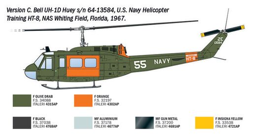 Maquette d'hélicoptère : AB-205 / UH-1D au 1/48 - Italeri 02845 - 2845