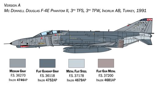 Maquette avion militaire : F‐4E/F Phantom II - 1:72 - Italeri 1448 01448