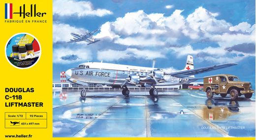 Maquette d'avion militaire : Starter Kit C-118 Liftmaster - 1/72 - Heller 56317