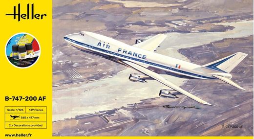 Maquette avion civil : Starter Kit Boeing 747 "Air France" 1/125 - Heller 56459