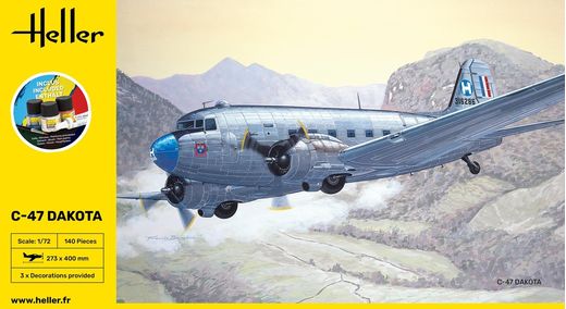 Coffret cadeau maquette avion : Starter Kit C-47 Dakota 1/72 - Heller 35372