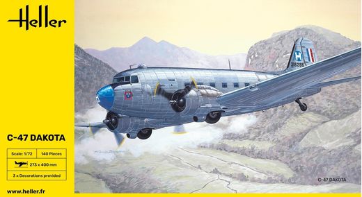 Maquette avion civil : C-47 Dakota 1/72 - Heller 30372