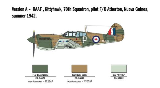 RAAF, Kittyhawk, 70th Squadron, pilot F/O Atherton, Nouvelle Guinée, Eté 1942. 