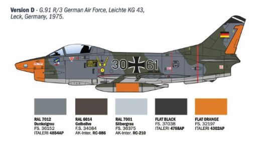 Maquette militaire : G.91 R1/R3 Gina 1/48 - Italeri 92810