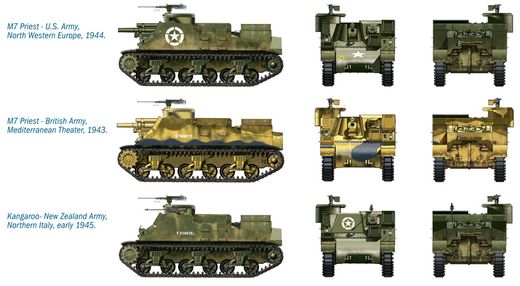 Maquettes militaires : Chars M7 Priest/Kangaroo - 1:72 - Italeri 07513