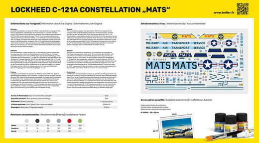 Starter Kit C-121A constellation "Mats" 1:72 - Heller 56382