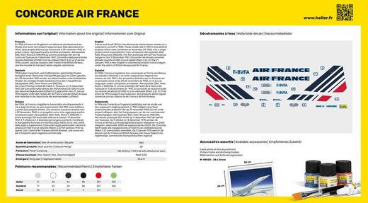 Maquette avion civil : Concorde "Air France"1/125 - Heller 80445