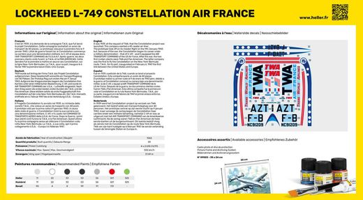 Maquette avion militaire : L-749 Constellation AIR FRANCE - 1/72 - Heller 80310