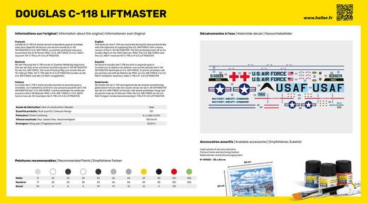 Maquette d'avion militaire : Starter Kit C-118 Liftmaster - 1/72 - Heller 56317