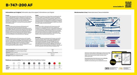 Maquette avion civil : Boeing 747 "Air France" - 1/125 - Heller 80459