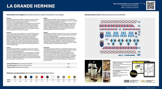 Maquette bateau : Starter Kit La Grande Hermine 1/150 - Heller 56841