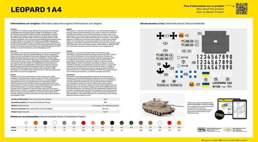 Maquette véhicule blindé - Starter Kit Leopard 1A4 1/35 - Heller 57126