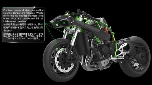 Kawasaki Ninja H2R 1:9 pré-colorée - Meng MT-001S