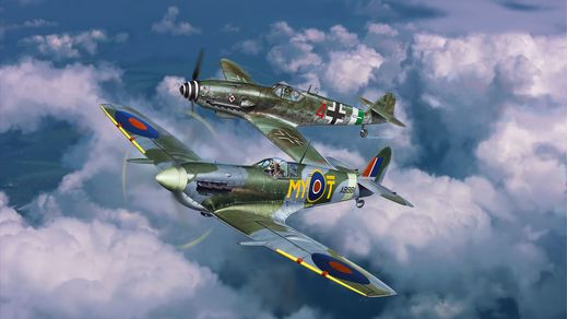 Maquette militaire : Combat Set Bf109G-10 & Spitfire Mk V - 1:72 - Revell 03710, 3710