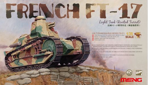 Maquette blindé : Char léger français FT-17 (tourelle rivetée) 1917 - 1:35 - Meng TS011