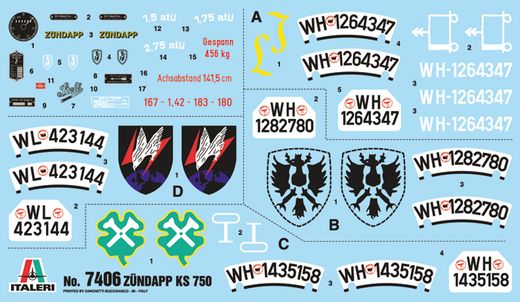 Maquette militaire : Zündapp KS 750 Sidecar - 1:9 - Italeri 7406 07406