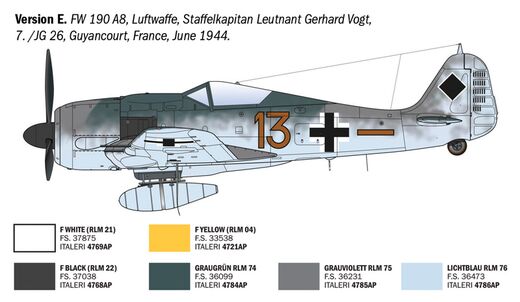Maquette avion allemand : FW 190 A-8 F 1/72 - Italeri 1490