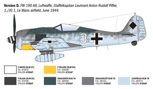 Maquette avion allemand : FW 190 A-8 F 1/72 - Italeri 1490