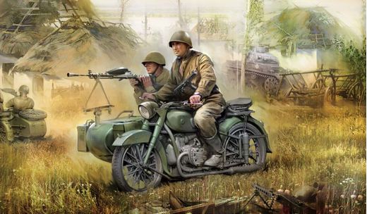 Figurines & véhicule militaires : Sidecar Soviétique M‐72 - 1/72 - Zvezda 06277 6277