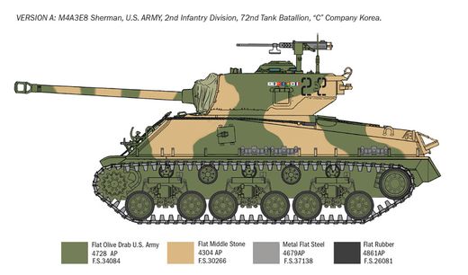 Maquette militaire : M4A3E8 Sherman Guerre de Corée - 1:72 - Italeri 6586 06586