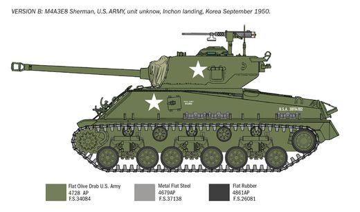 Maquette militaire : M4A3E8 Sherman Guerre de Corée - 1:72 - Italeri 6586 06586