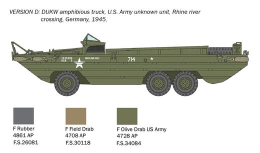 Maquette militaire : DUKW 2 1/2 tonnes version amphibie "D-Day" 1/72 - Italeri 7022